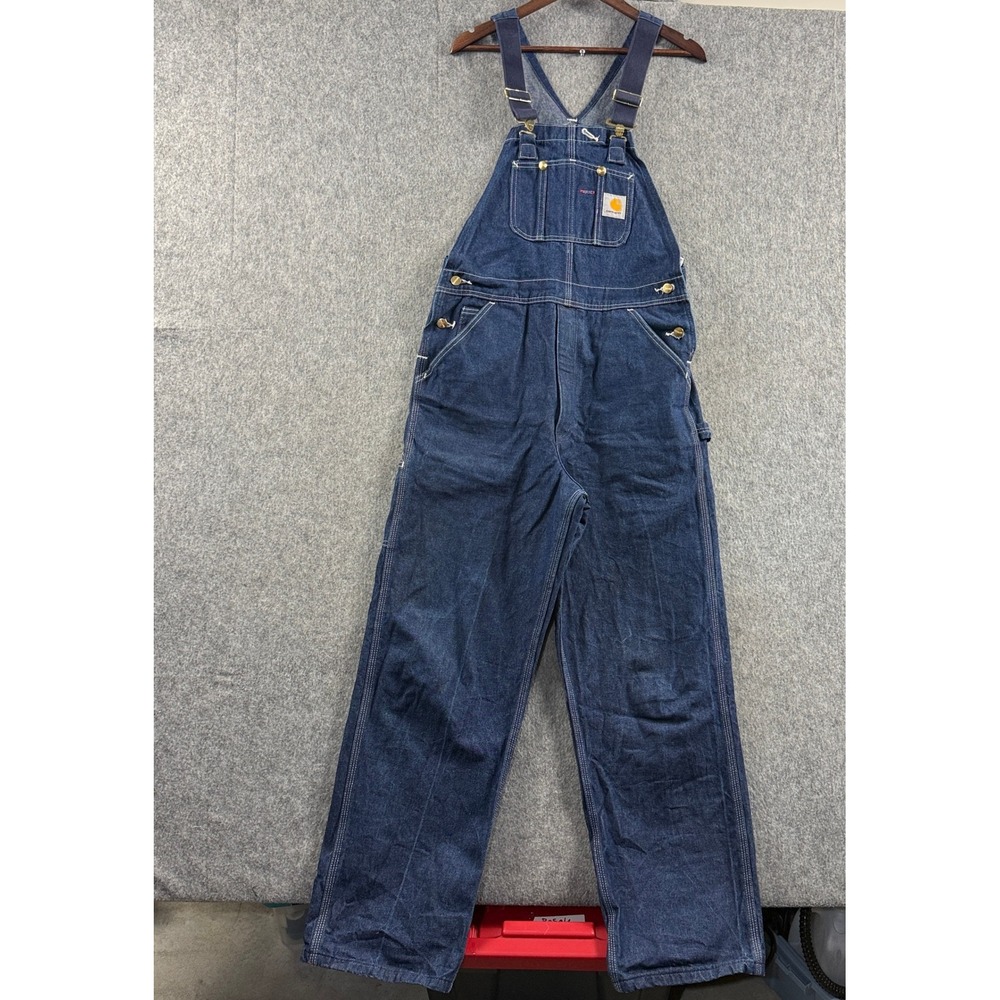 Carhartt Men's R08 DNM Overalls 36x31 Indigo Blue Triple Stitch Tag 34x32